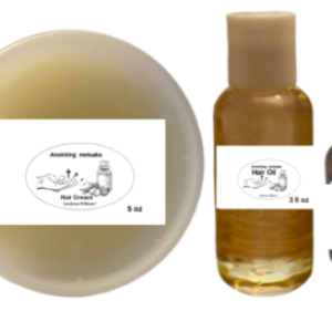 Anointing Metuaka Fengureek & Almond Oil Hair Growth Bundle 5 oz hair grease, 3 fl oz oil, 1.8 fl dropper oil