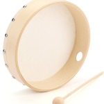 8 Inches Hand Drum Goatskin Drumhead Wood Frame Drum with Beater