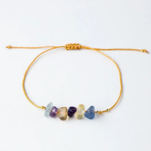 Colorful Fluorite Stone Bracelet- Irregular shape with adjustable cord 1 pc