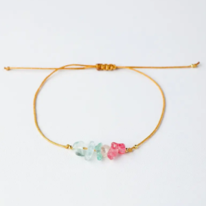 Colored Gravel Stone Bracelet- Irregular shape with adjustable cord 1 pc