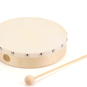 8 Inches Hand Drum Goatskin Drumhead Wood Frame Drum with Beater