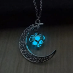 Luminous Moonstone Pendant Necklace (Blue Green)
