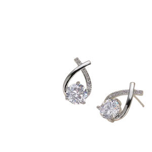 1 pair Cross Line Design Stud Earrings