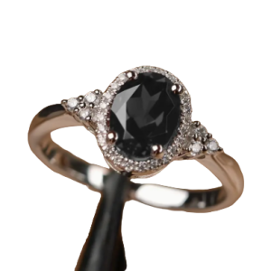 Black Oval Cubic Zirconia Engagement wedding Ring size 5