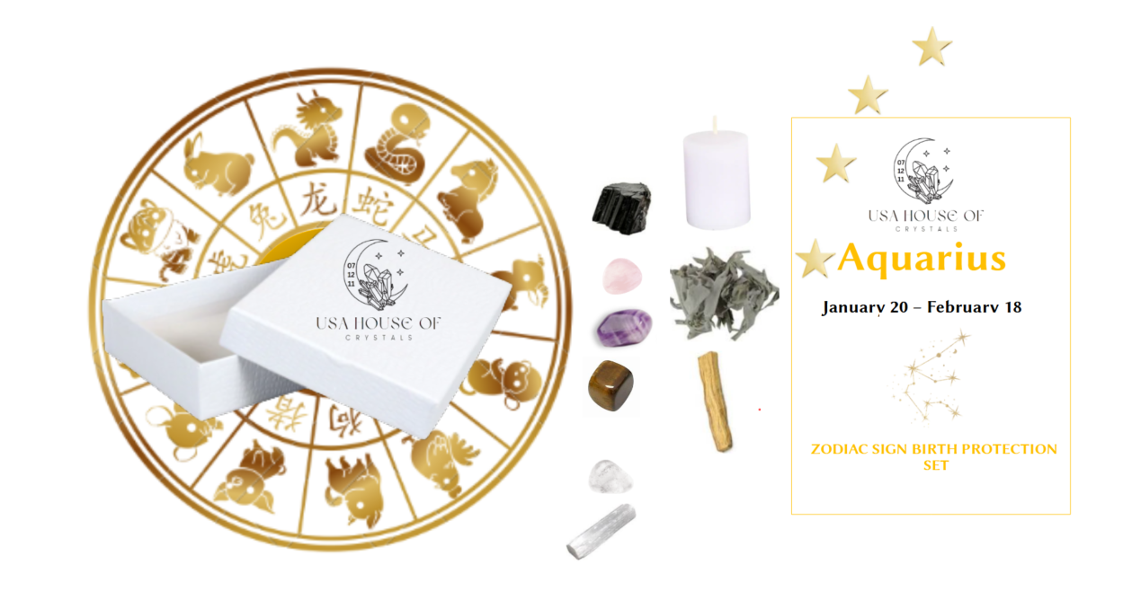 Aquarius Birthstones -Aquarius Protection Stones, Crystals Set, Aquarius Crystal Kit, Crystals For Aquarius , Crystals Of Aquarius , Birthstones, Ston