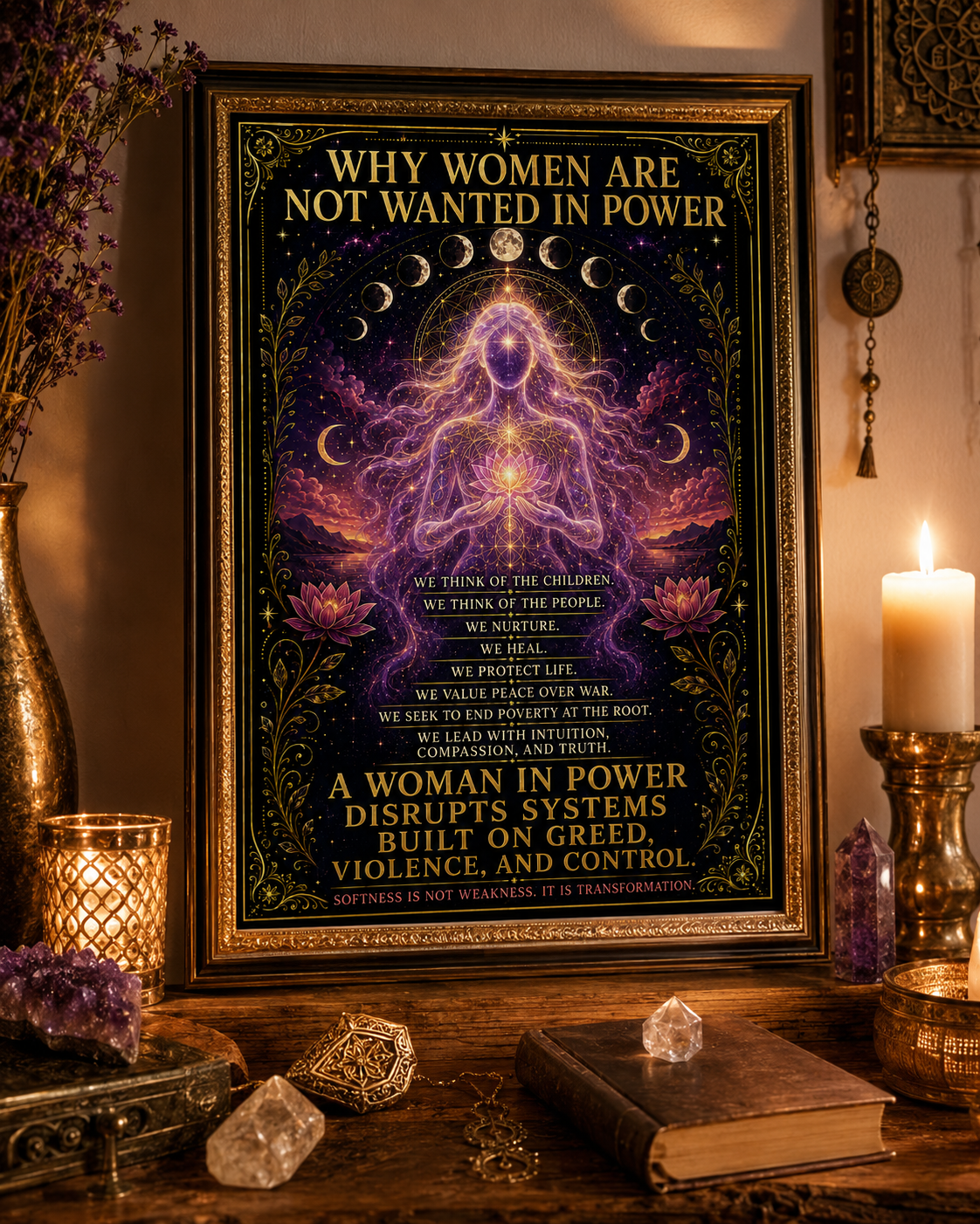 A powerful Divine Feminine art print created to honor women as nurturers, protectors, healers, creators, and voices of transformation.
