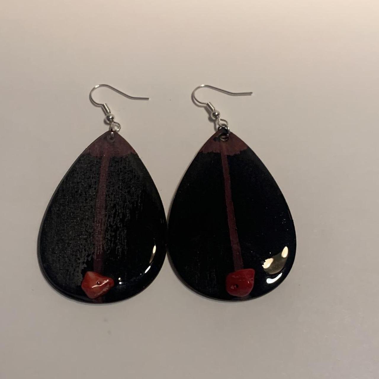 Red Coral Teardrop Earrings