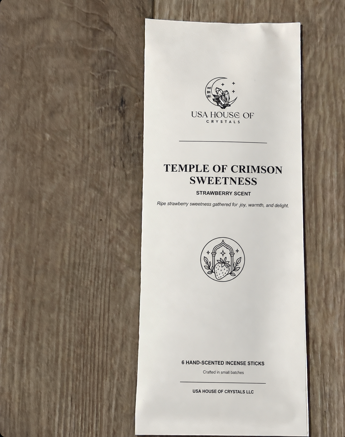 USA House of Crystals Temple of Crimson Sweetness Strawberry Hand-Scented Incense Sticks