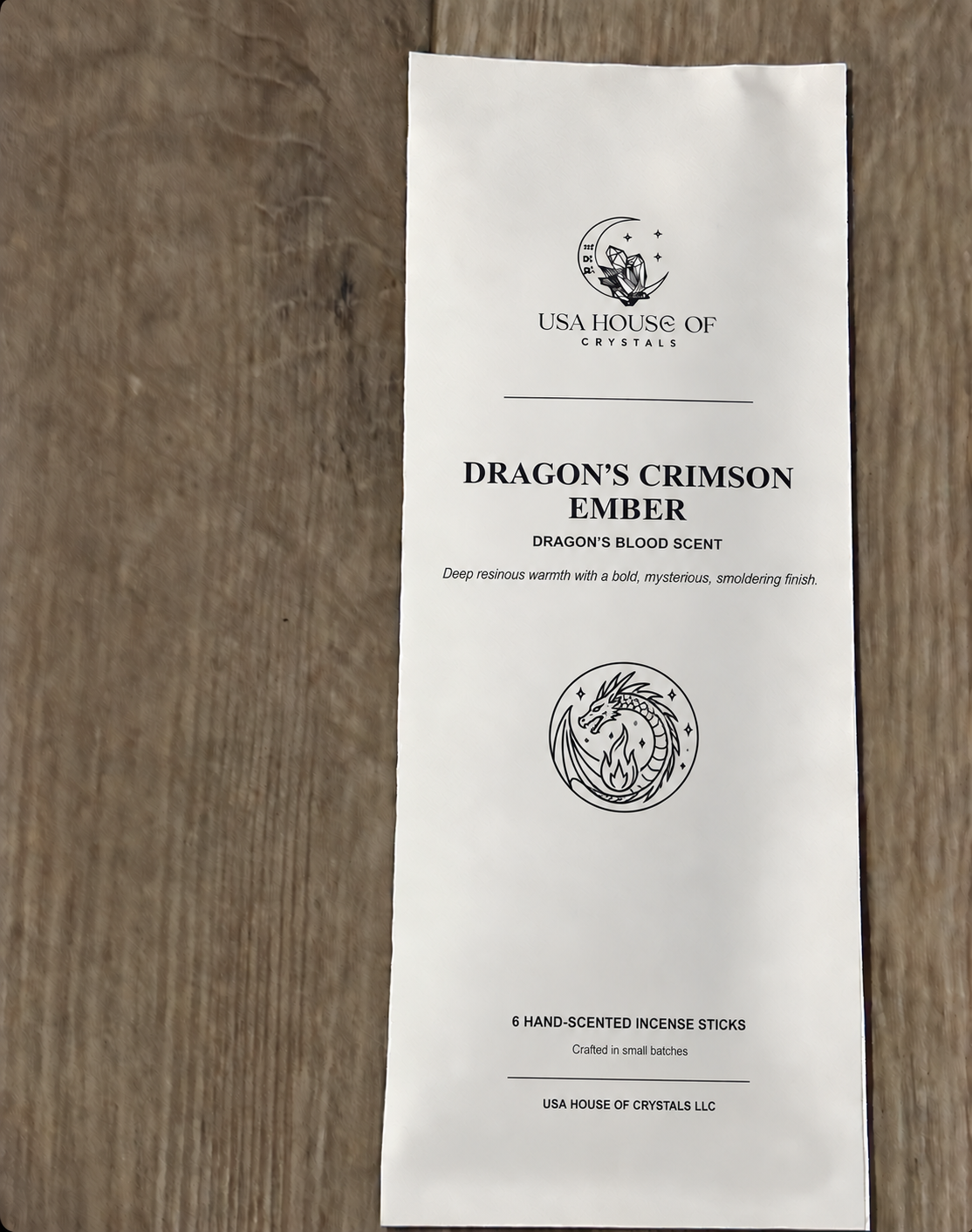 USA House of Crystals Dragon’s Crimson Ember Dragon’s Blood Hand-Scented Incense Sticks