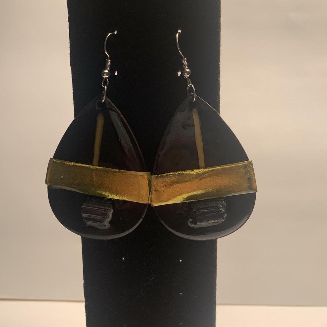 🖤 Black Tourmaline Teardrop Earrings