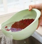 1pc, Plastic Rice & vegetables Washing Bowl With Strainer - Nordic Green
