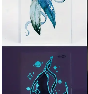 1 pc Glow-in-the-Feather Temporary Tattoo Sticker - Waterproof Blue Luminous Body Decoration